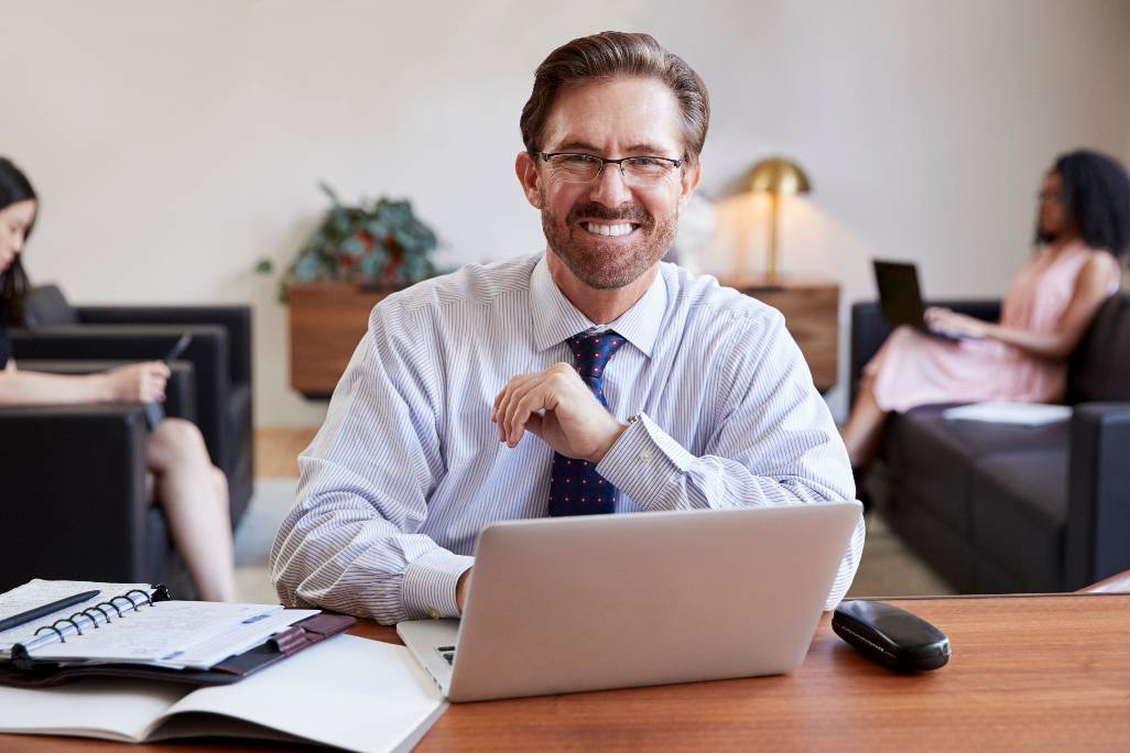 Businessman using laptop