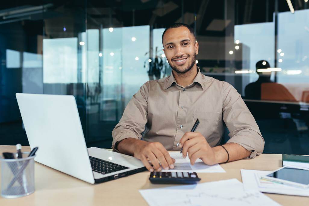 Male accountant at work